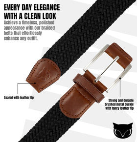 BUMA braided belt in dark brown with leather buckle for everyday use