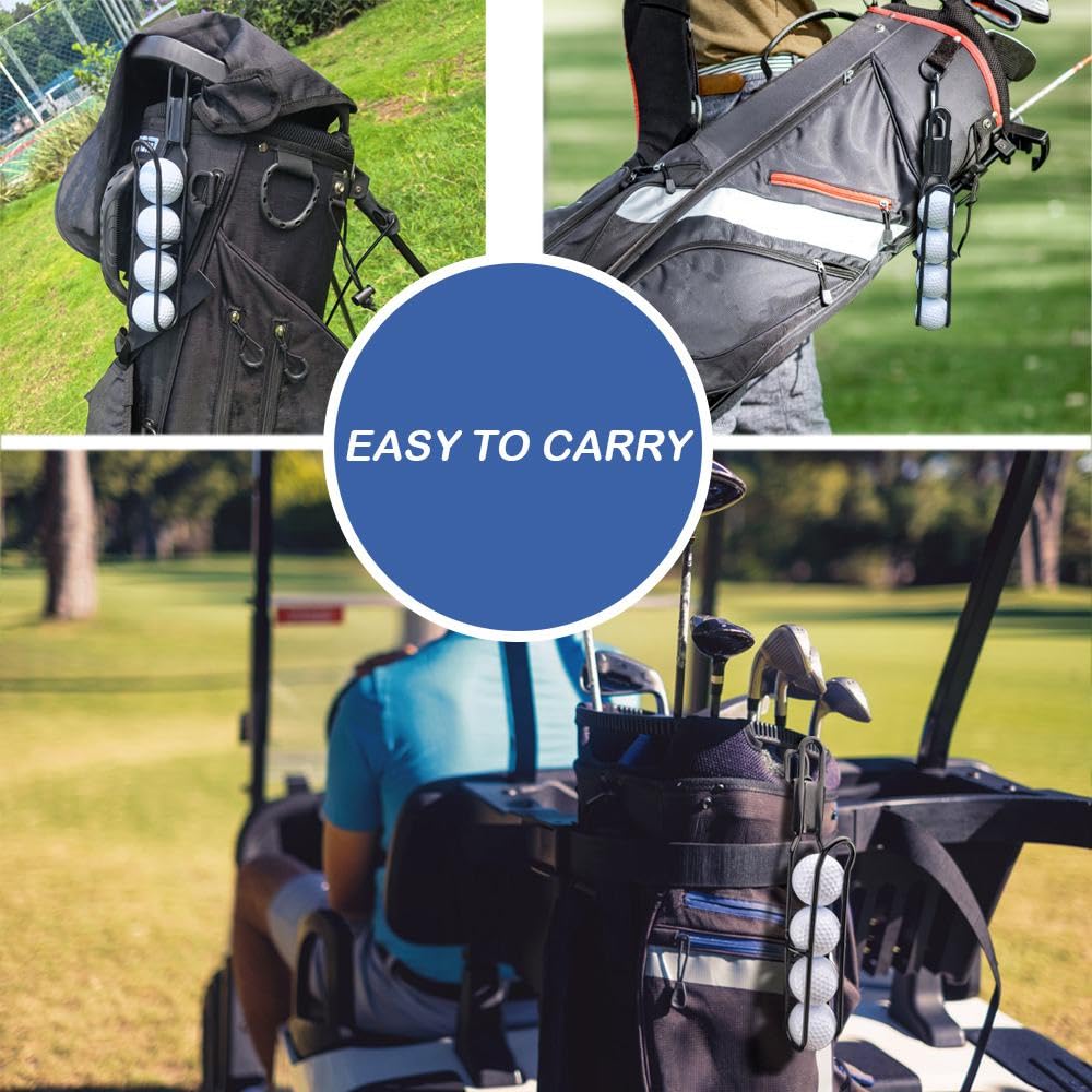BUMOVE bag attachment on cart image showcases capacity to hold four balls