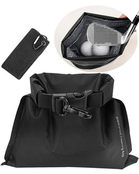 BUMOVE golf cleaning pouch with attached towel for quick groove cleaning on the course.