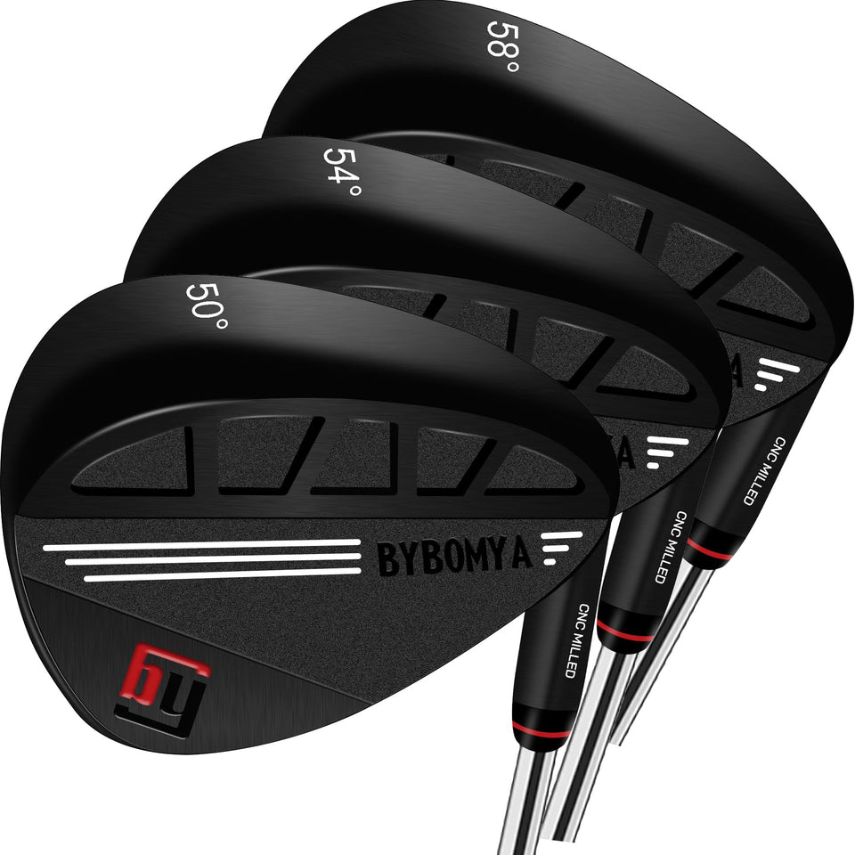 BYBOMYA forged wedge 50° face with full-face grooves for consistent spin on off-center hits.