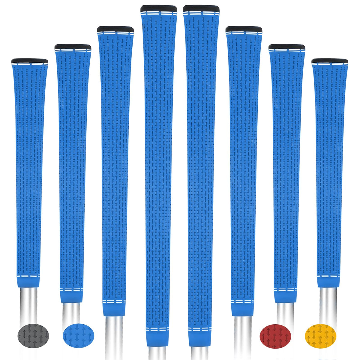 BYBOMYA golf grips 8-pack soft-rubber close-up for comfortable long rounds.