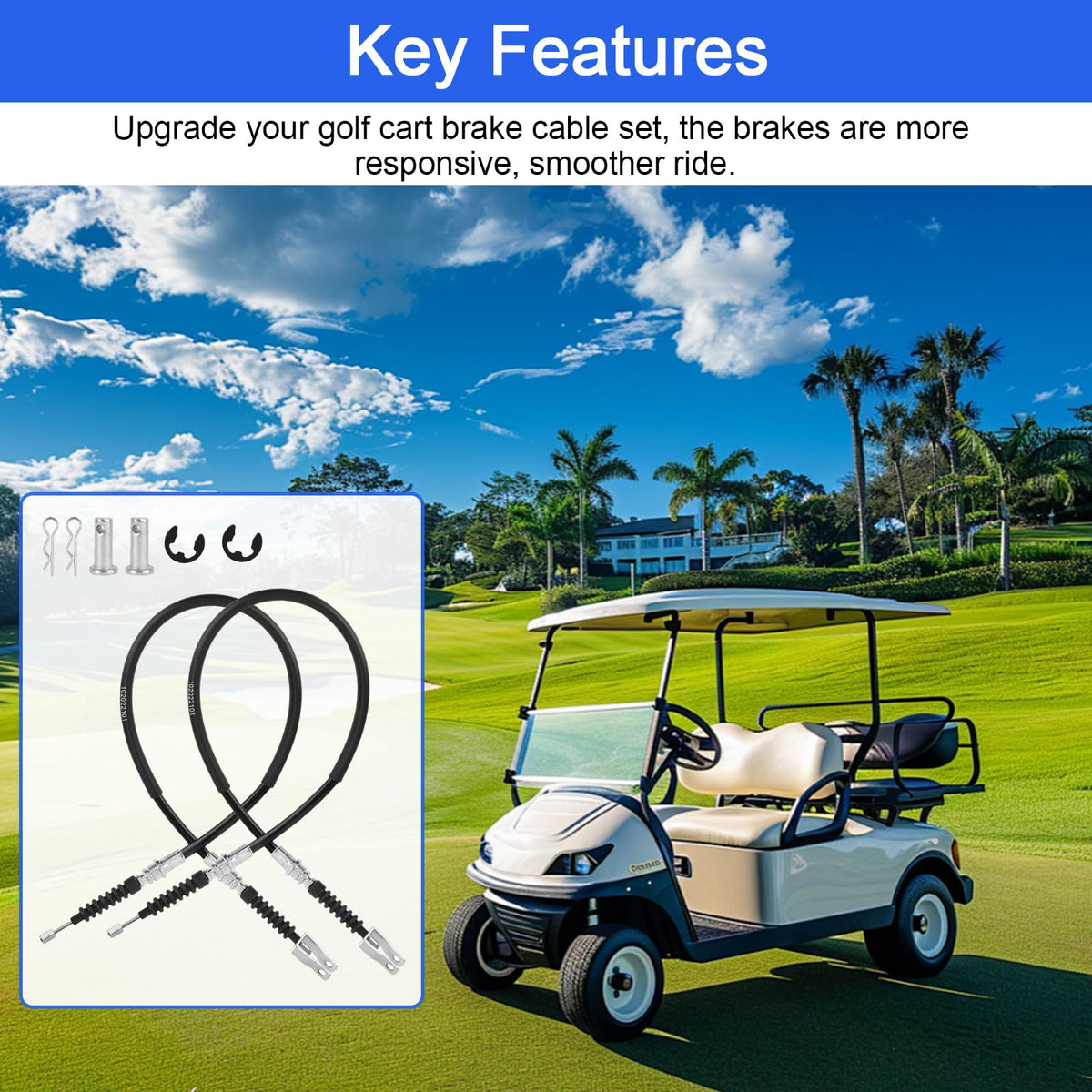 BZTT installation-ready brake cable kit for quick maintenance on club carts.