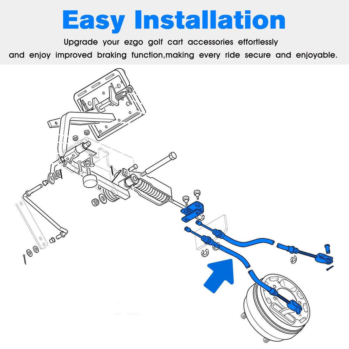 BZTT EZGO brake cable kit easy installation for quick maintenance