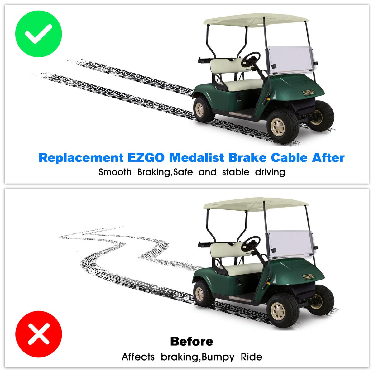 BZTT EZGO brake cable kit stainless-steel core for long-lasting durability