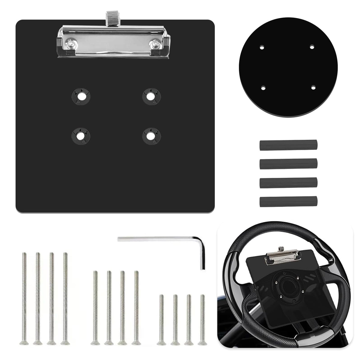 CaBYbigG universal scorecard holder on golf cart steering wheel for quick scorekeeping