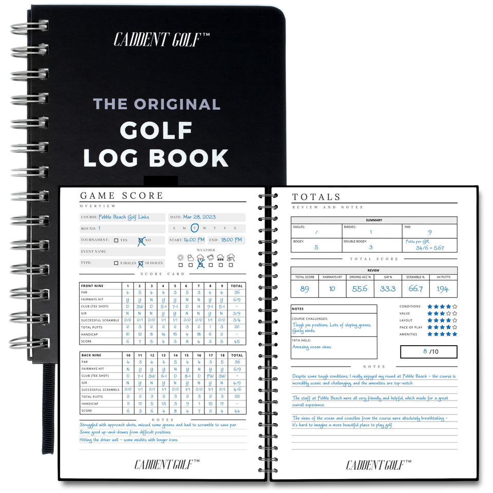 CADDENT GOLF log book cover with sturdy, portable design for on-the-go scoring.