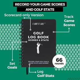 CADDENT GOLF log book pages close-up shows thick cardstock and clean lines.