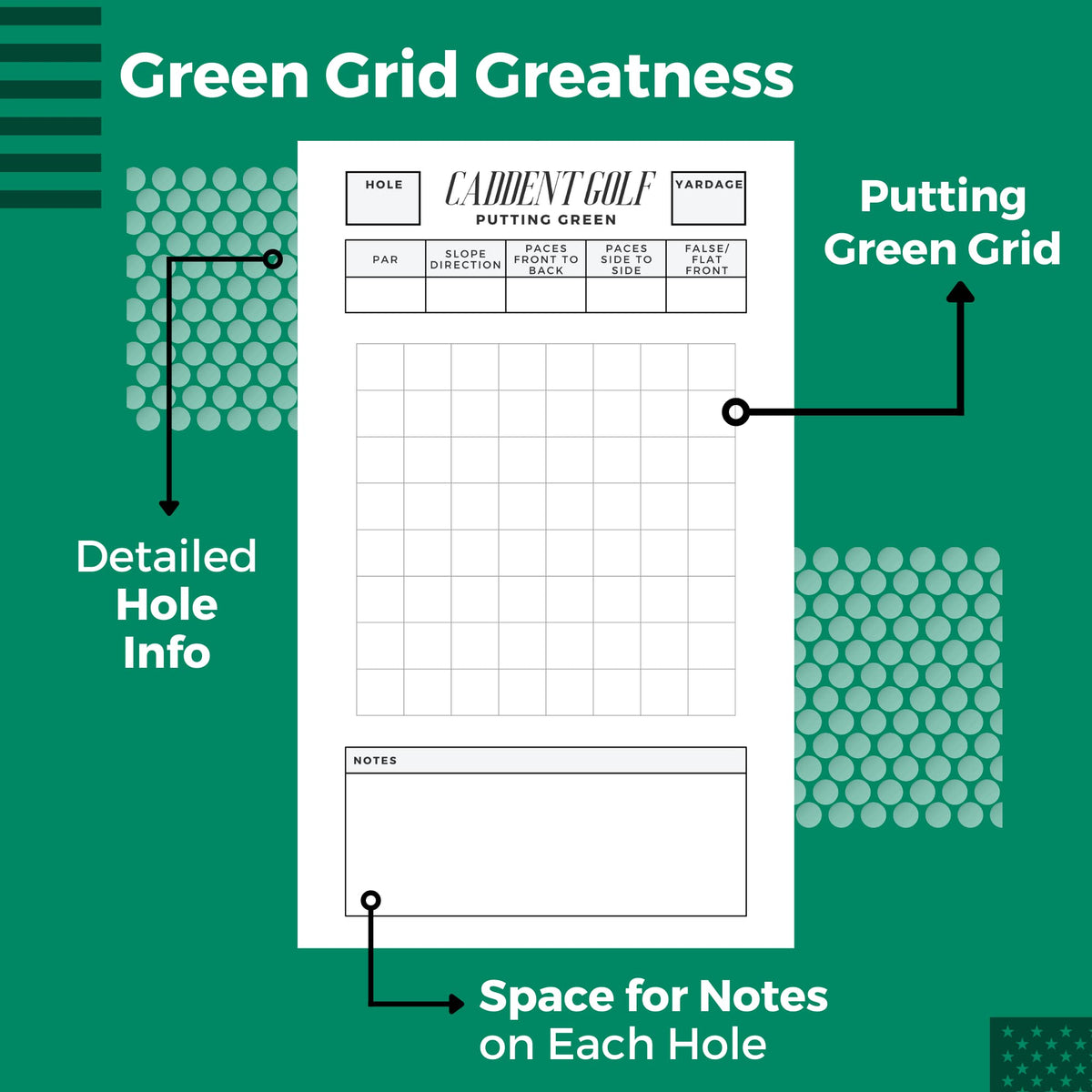 CADDENT GOLF USA-made journal with premium paper for durable note taking.