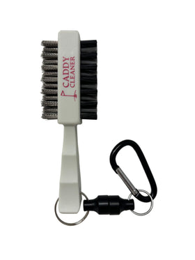 Caddy Cleaner Clean Swing Mini Brush with magnetic clip attached to the bag for quick on-course cleaning
