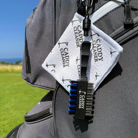 Clean Swing Mini Brush dual-sided nylon and wire bristles for efficient on course cleaning.