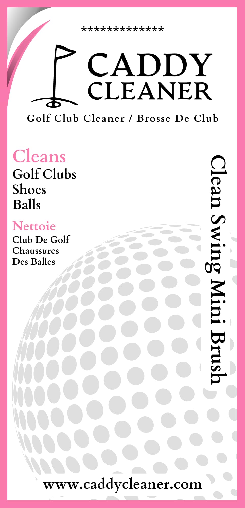Caddy Cleaner Clip-to-belt keeps brush within easy reach on the course