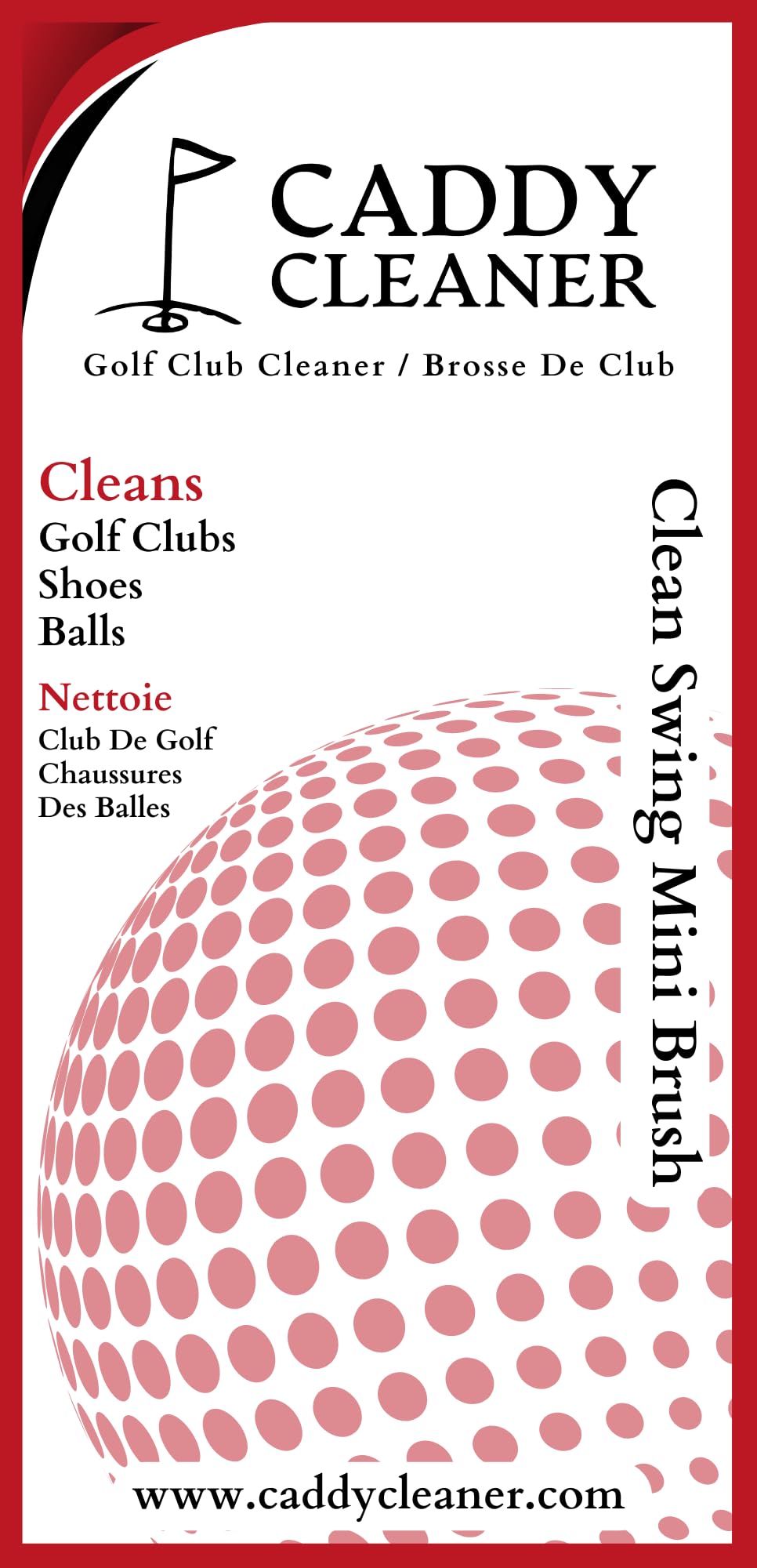 Caddy Cleaner compact cleaning tool for clubs, balls, and shoes.