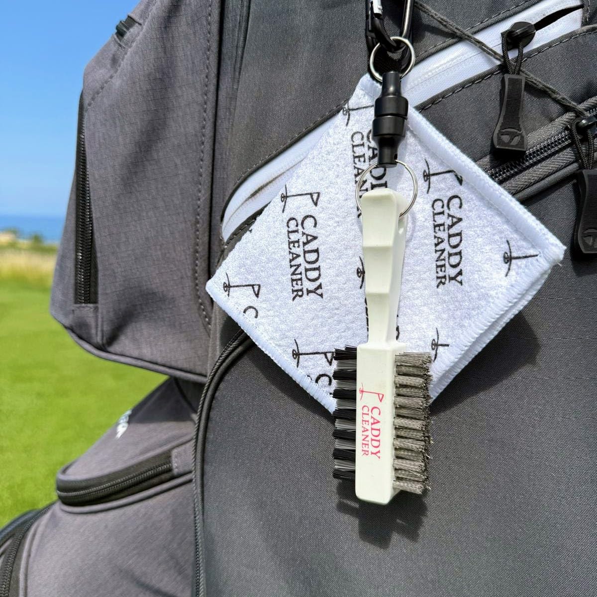Caddy Cleaner Dual-Sided Bristles features for mud and sand removal from clubs