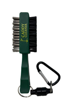 Caddy Cleaner Masters Green clip-on mini brush attached to golf bag