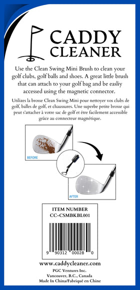 Caddy Cleaner compact dimensions fit neatly in a golf bag.