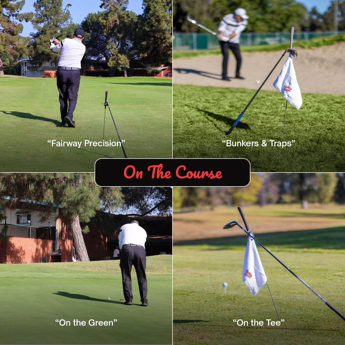 Caddy Jack on-green setup keeps gear organized during play.