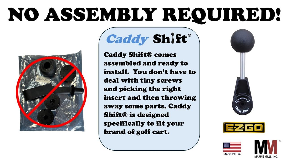 Caddy Shift large grip knob allows easy shifting and reduced fatigue
