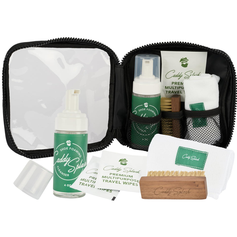 Caddy Splash foam cleanser bottle for quick on-the-go shoe cleaning.