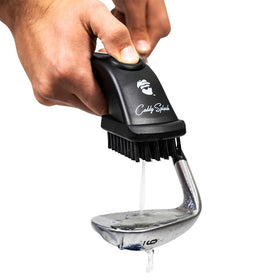 Caddy Splash Golf Club Brush Pro water-release in action for quick dirt removal
