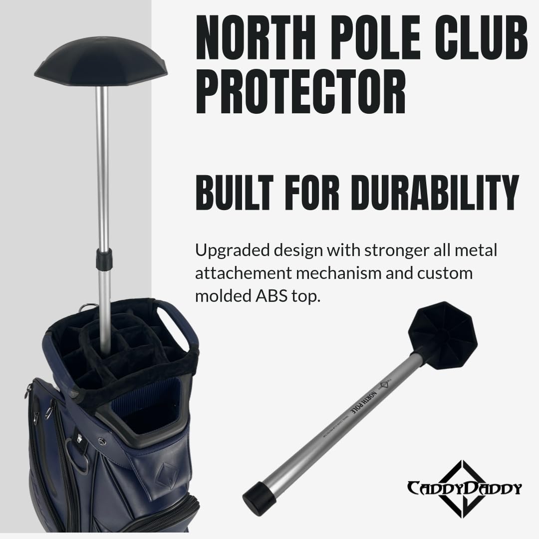 CaddyDaddy North Pole ABS top with eight channels keeps clubs evenly supported.