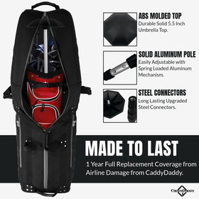 CaddyDaddy North Pole travel protection helps guard clubs during airline journeys.