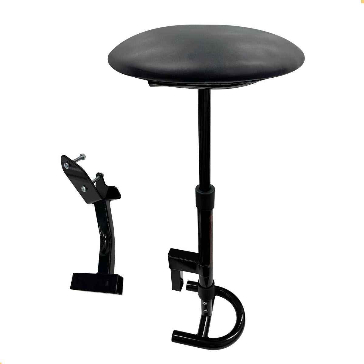 Caddytek removable seat cushioned top provides comfortable rest between holes.