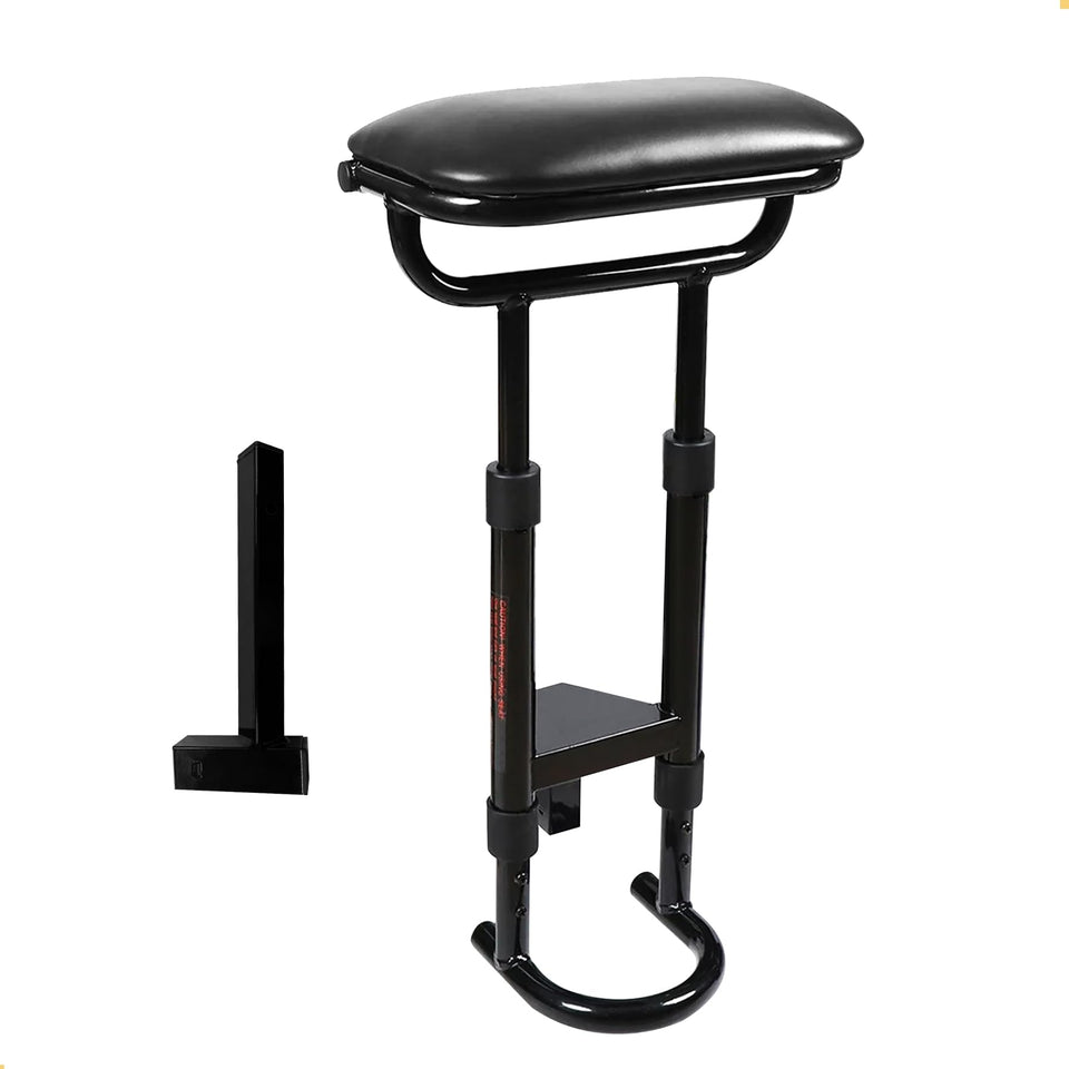 Caddytek Removable Seat attached to EZ cart provides a stable resting spot between holes.