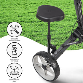Lightweight, portable Caddytek seat that adds minimal bulk to setup
