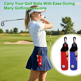 Caeuiciw green tee pouch holds three balls for quick access.