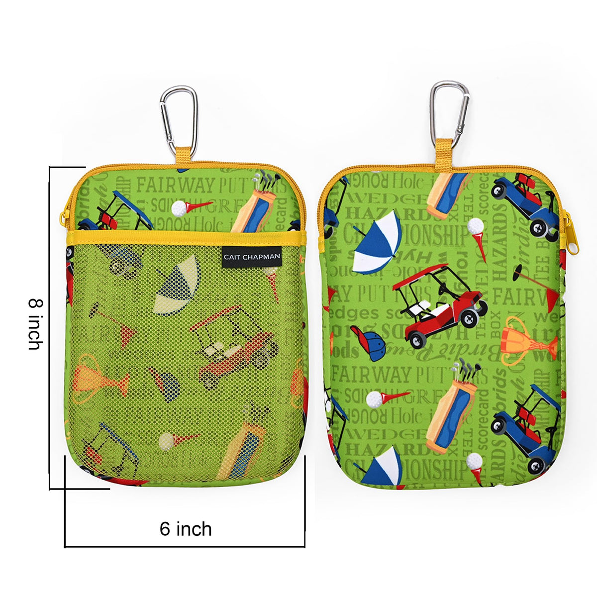 CAIT CHAPMAN HOME COLLECTION golf pouch bag clip hook attaches to golf bag securely