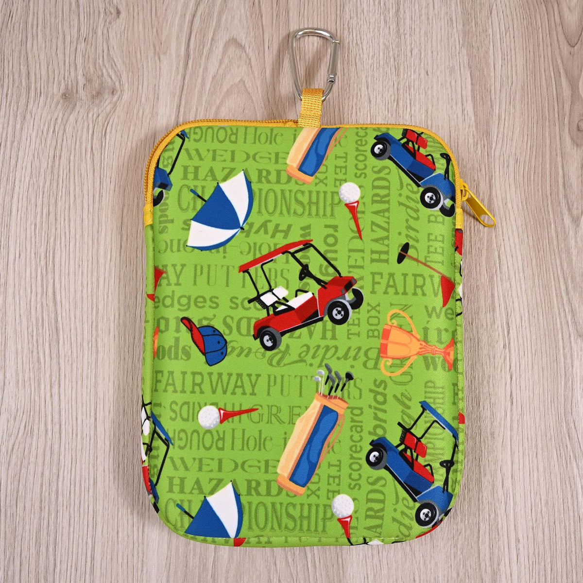 CAIT CHAPMAN HOME COLLECTION golf pouch bag valuables with clip for secure attachment to bag