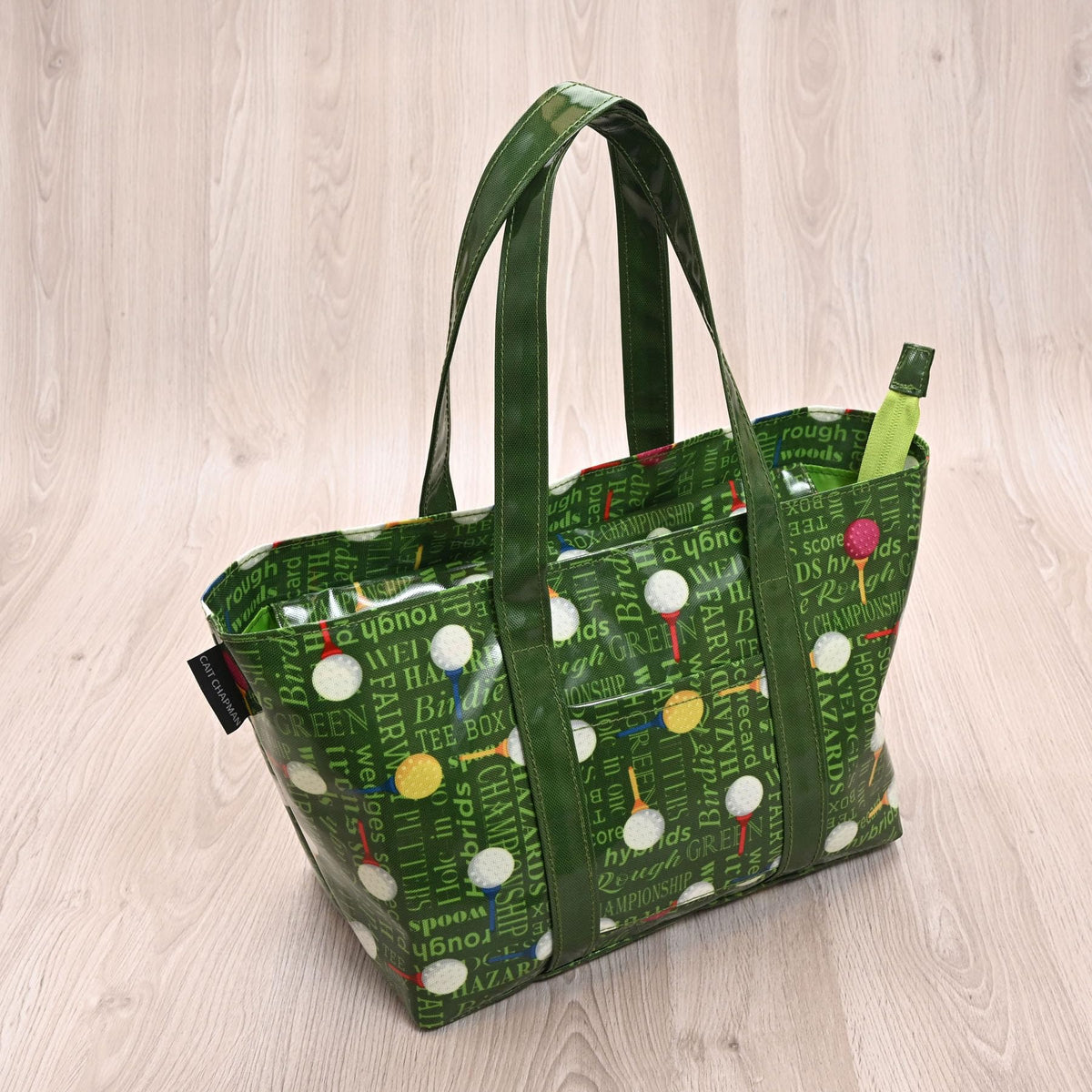 CAIT CHAPMAN HOME COLLECTION Passion for Golf hand bag tote golf themed design for fans