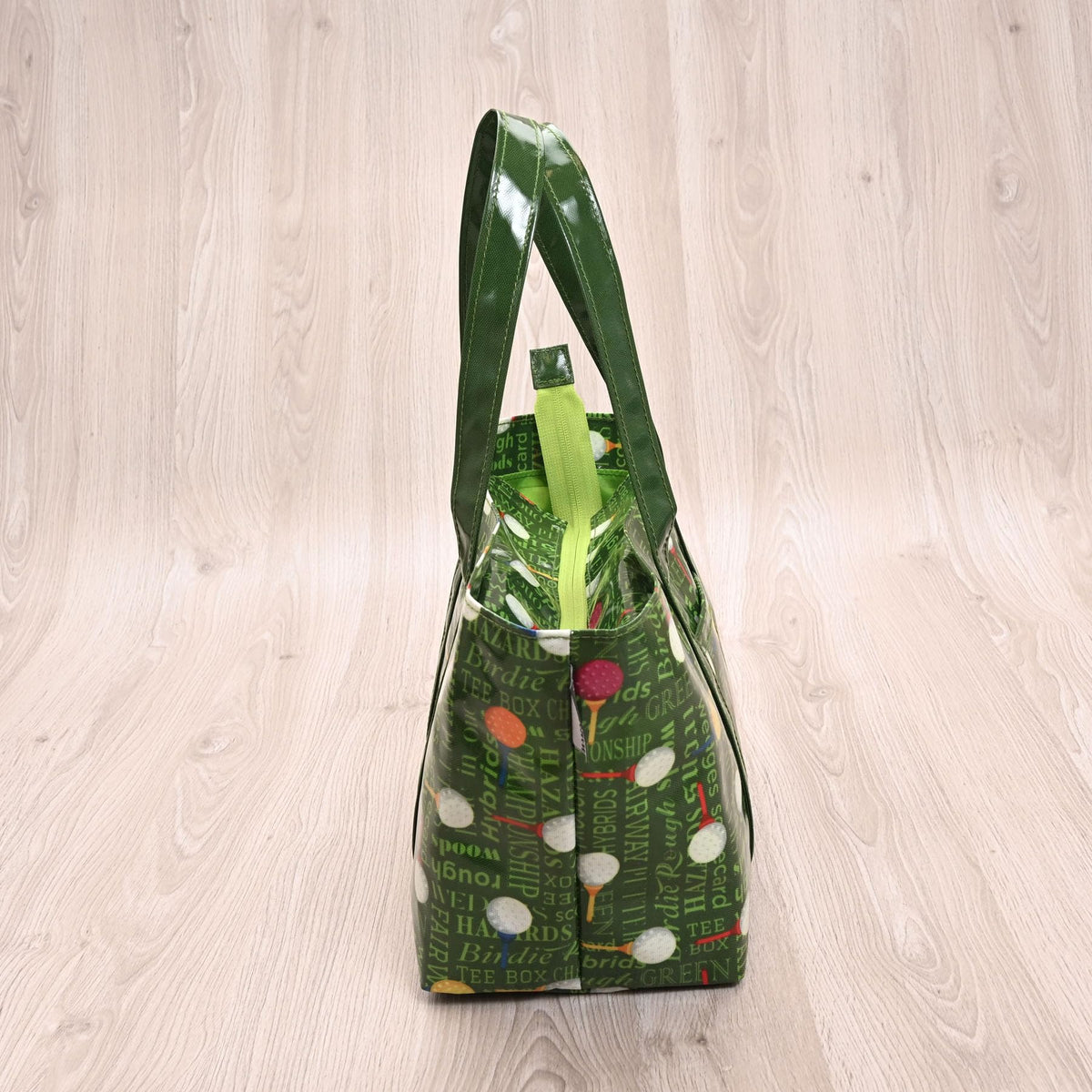 CAIT CHAPMAN HOME COLLECTION Passion for Golf hand bag tote outside pocket for quick access