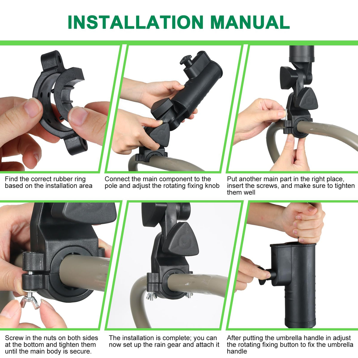 CALEPTONG anti-rotation clamp prevents slipping in windy conditions.