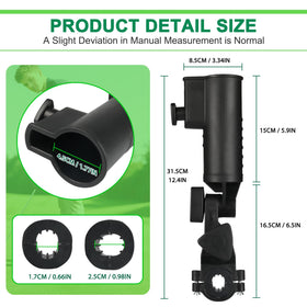 CALEPTONG umbrella holder bracket with 180-degree tilt for sun or rain.