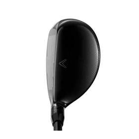 Callaway Apex 3 Hybrid left-handed graphite swing setup aiding alignment