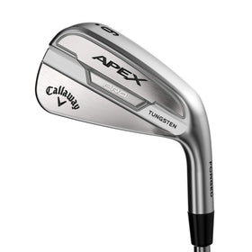 Callaway Apex Pro 21 Iron left-hand swing view shows balance for precise iron play.