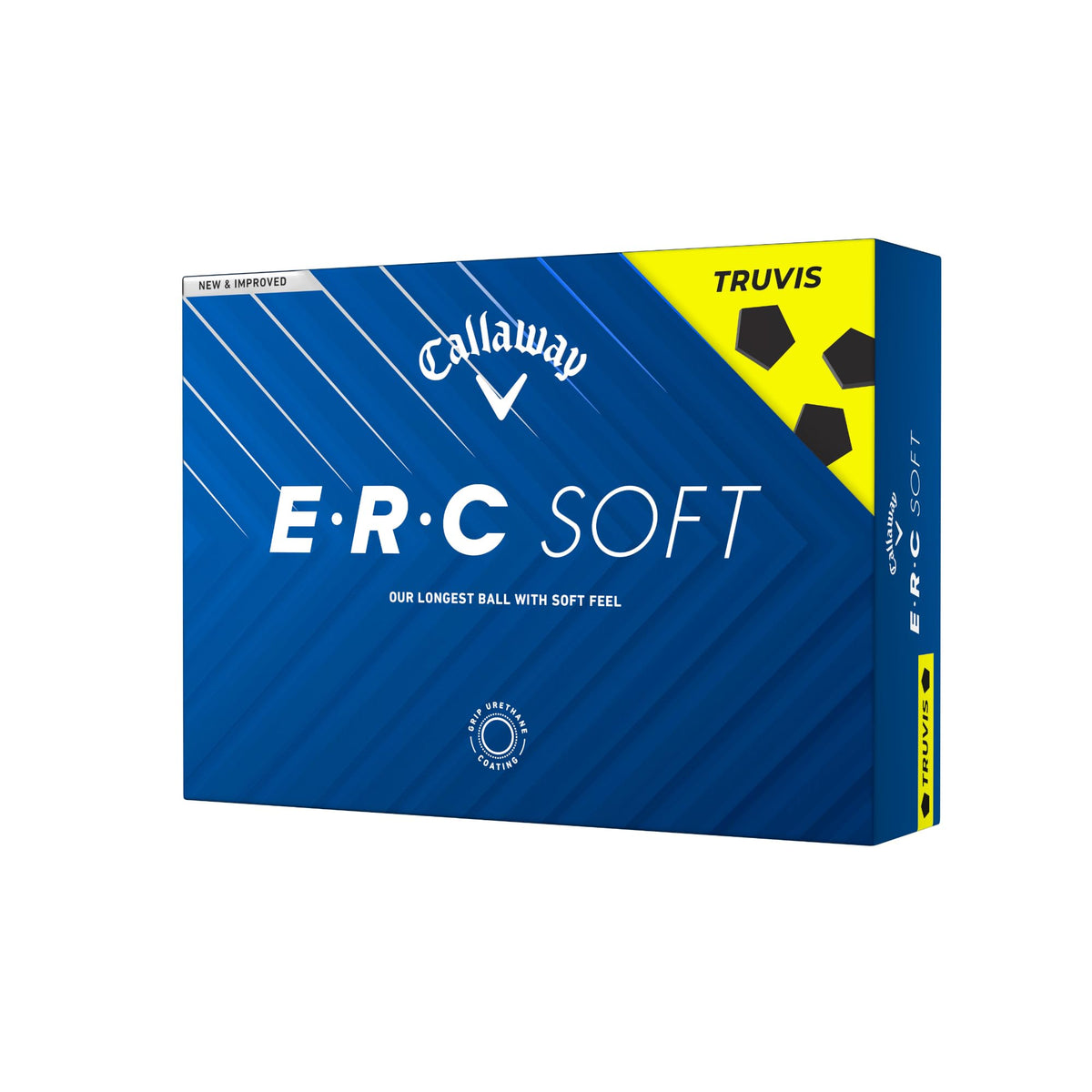 Callaway BL CG ERCSFT YLW ball closeup with bright yellow finish for long drives.