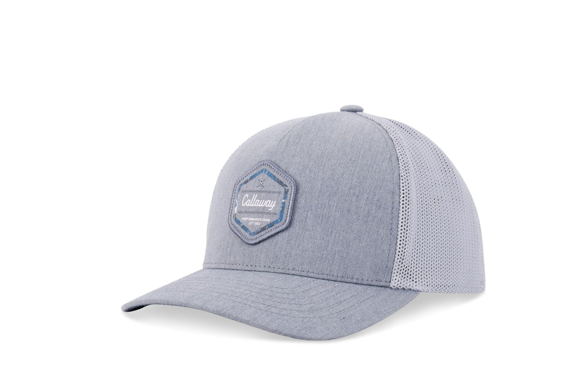 Callaway Carlsbad Trucker Hat, front view, classic silhouette for golf and casual wear.