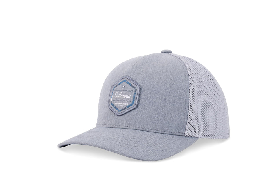Callaway Carlsbad Trucker Hat, front view, classic silhouette for golf and casual wear.