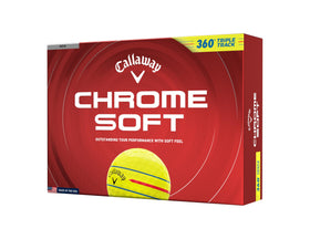 Callaway Chrome Soft 2026 with 360 Triple Track on yellow ball enhances alignment during putting.