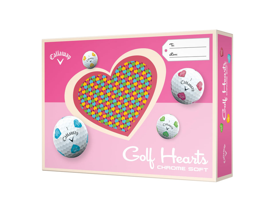 Callaway Chrome Soft 2026 Truvis Hearts close-up, bold pattern for visibility and confidence