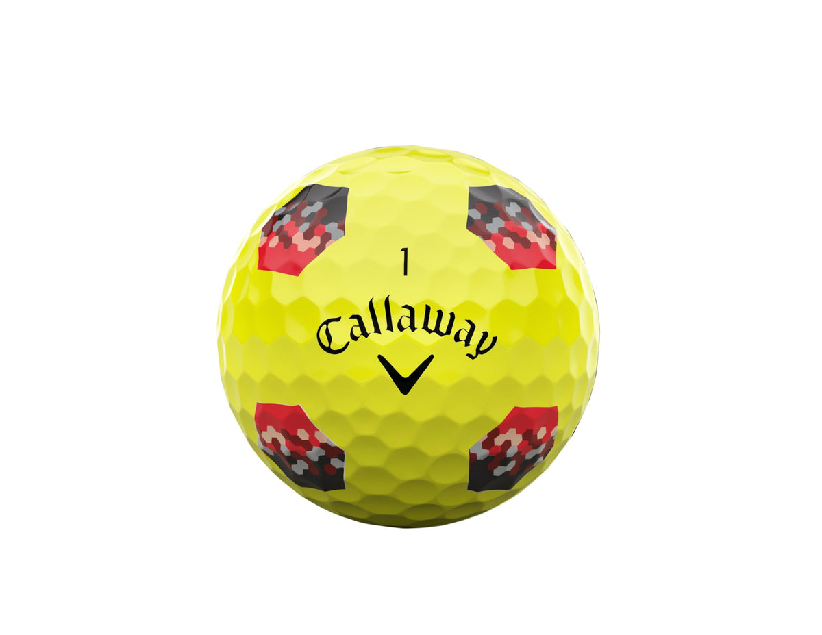 Callaway Chrome Soft 2026 Yellow Tru Track core closeup showing distance-focused mantle.