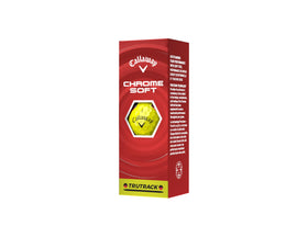 Callaway Chrome Soft 2026 Yellow Tru Track cover closeup emphasizing greenside control.