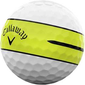 Callaway Chrome Soft 360 Stripe balls in a 1-dozen package, convenient for practice rounds.