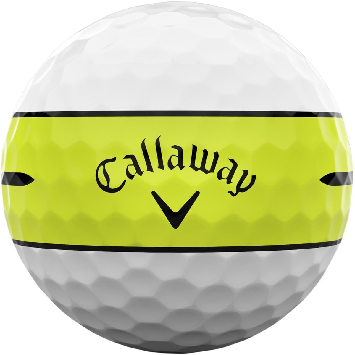 Callaway Chrome Soft 360 Stripe ball with bright stripe improves course visibility during play.