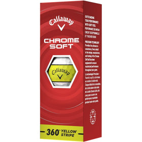 Callaway Chrome Soft 360 Stripe ball core close-up highlighting advanced mantle materials for speed.
