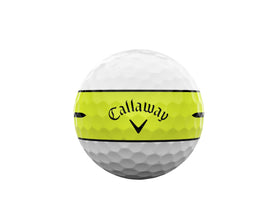 Callaway Chrome Soft 360 Stripe Yellow ball shows 360° Triple Track alignment