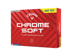 Callaway Chrome Soft 360 Triple Track yellow ball front view showing alignment aid