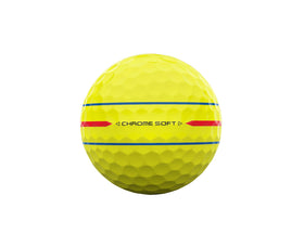 Callaway Chrome Soft 360 Triple Track yellow ball on putting green showing starting line
